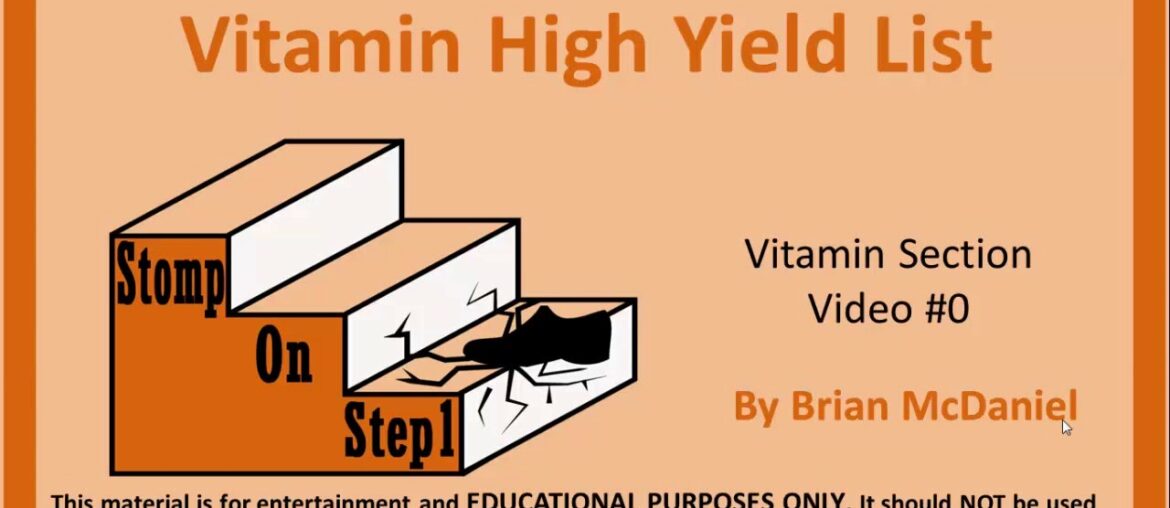 USMLE Vitamin High Yield List