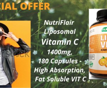 NutriFlair Liposomal Vitamin C 1400mg, 180 Capsules - Immune System Support & Collagen Booster