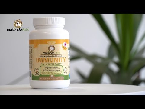 Immunity Booster for Dogs and Cats by Makondo Pets. Vitamins, Minerals, Echinacea, Brewer's Yeast.