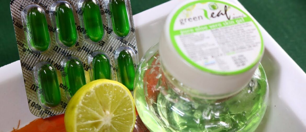 HEALTHY GLOWING SKIN W/ ALOE VERA GEL VITAMIN E CAPSULES LEMON | Get Fair Glowing Skin Beauty Hacks