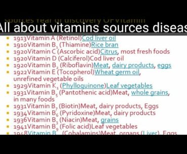 Vitamins their sources and disease related with them || vitamins important questions for exam