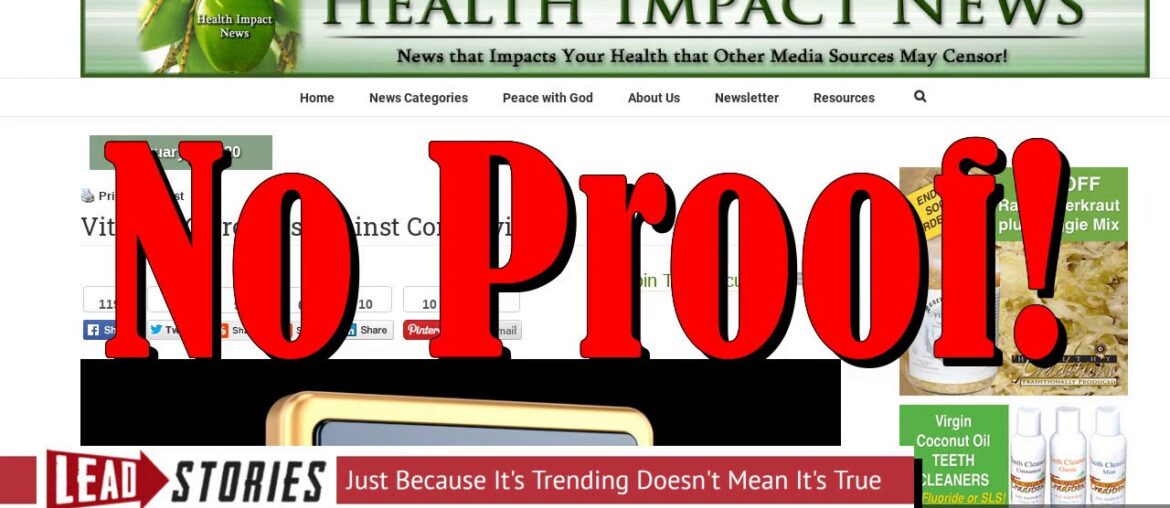 Fake News: Vitamin C Does NOT Slow Or Stop Coronavirus