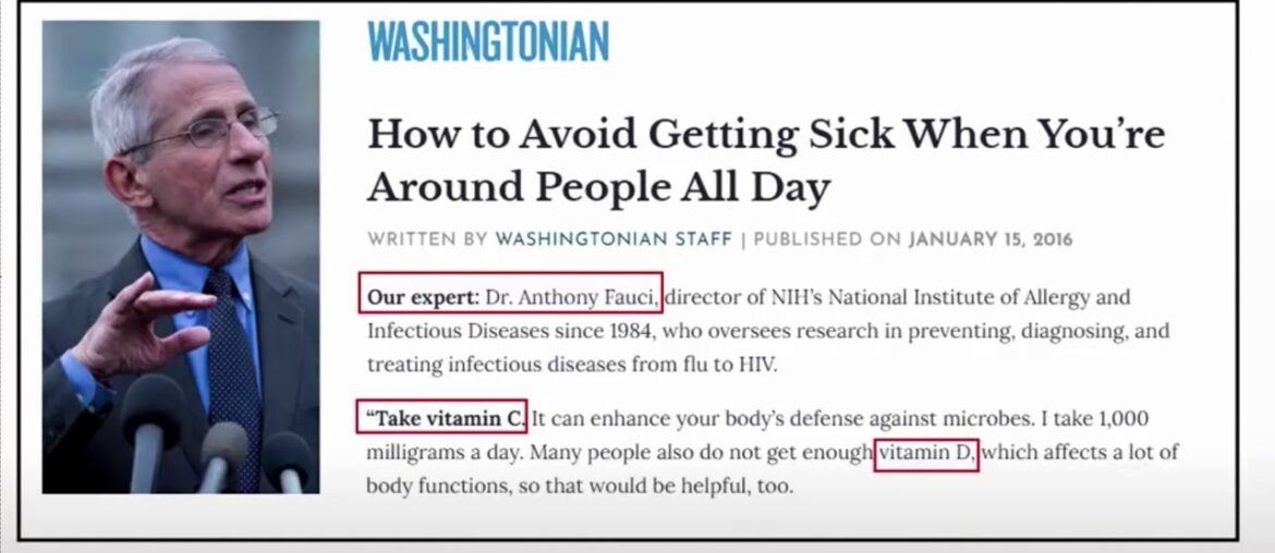 Dr. Anthony Fauci takes Vitamin C,D3 -why Fauci never said a single word on Vitamin in his air time?