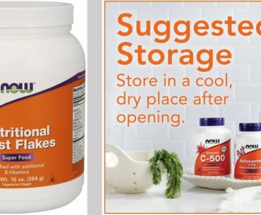 NOW Supplements, Nutritional Yeast Flakes Fortified with Additional B-Vitamins, 10-Ounce