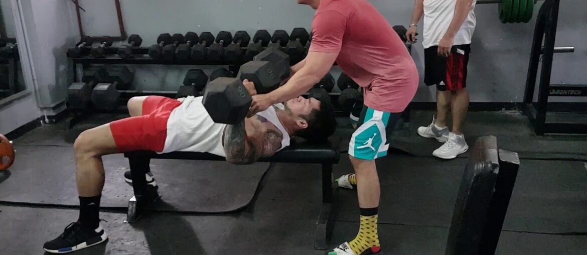 Chest dumbell 180 pounds by: poknat (Wildcore gym)