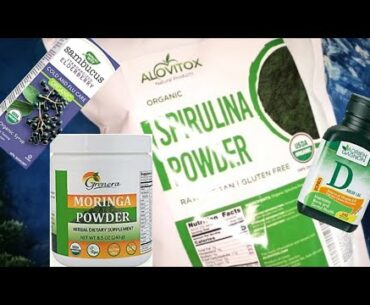 Spirulina Moringa Unboxing: Elderberry Vitamin D/dietary supplements/immune booster/Amazon Prime