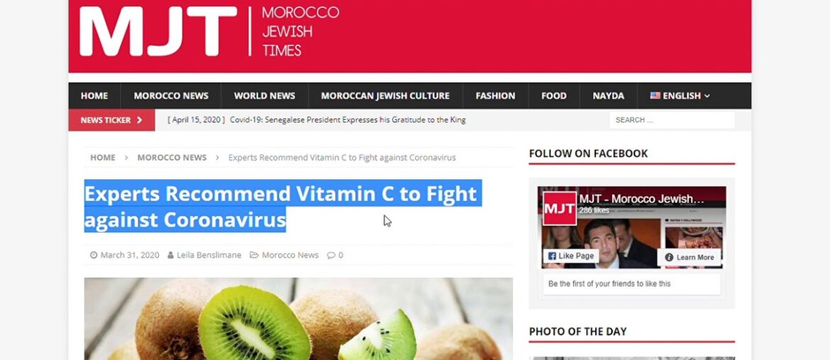 Experts Recommend Vitamin C to Fight against Coronavirus