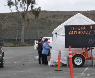 Drive-thru coronavirus (COVID-19) testing at Westminster Mall