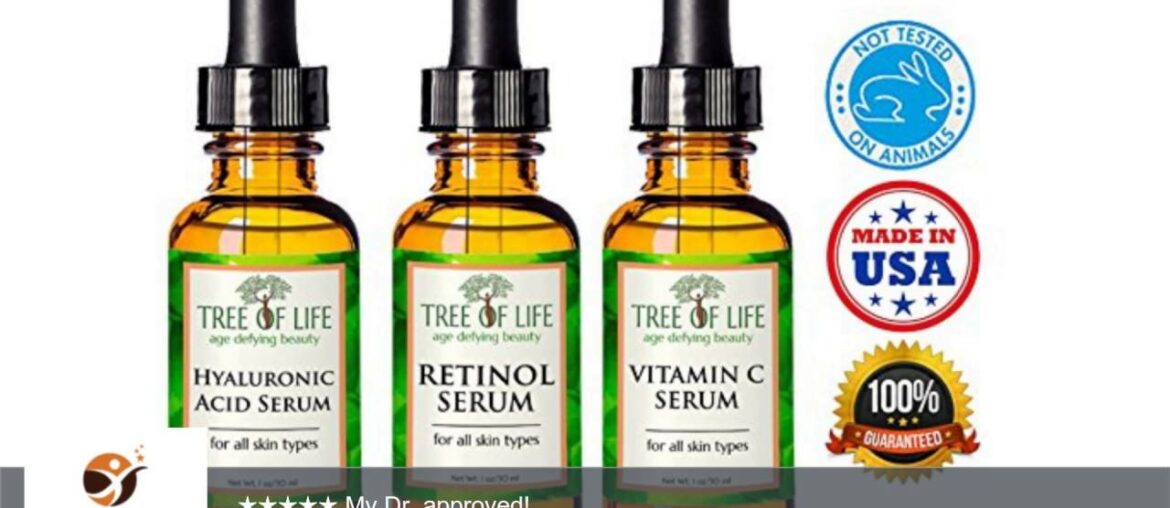 Tree of Life Beauty Anti Aging Serum Combo Pack for Skin - Vitamin C, Retinol, Hyaluronic Acid |