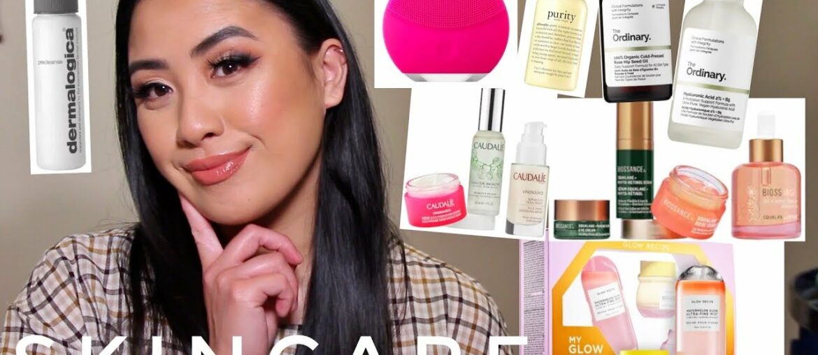 SKINCARE ROUTINE FOR DRY SKIN | Caudalie, Biossance, The Ordinary, Glow Recipe + More!