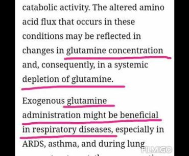 Glutamine beneficial for Covid-19 coronavirus recovery