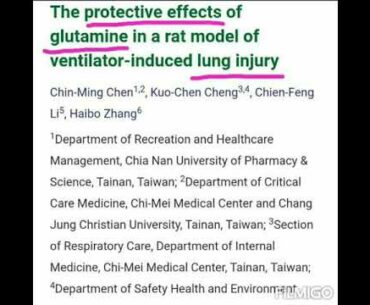 Glutamine reduces Covid-19 coronavirus induced ventilator lung injury