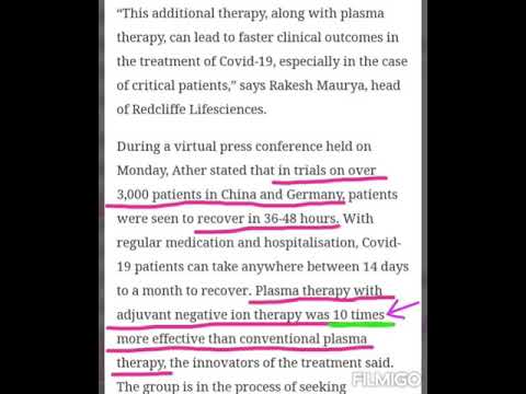 Negative ions speeds up Covid-19 coronavirus treatment 10X