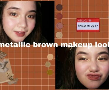 metallic brown makeup look ☁️🍒