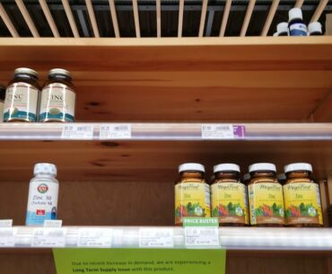 Empty shelves at vitamin store. What do people buy during Coronavirus?