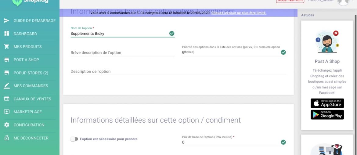 Shopitag - definir supplements et condiments