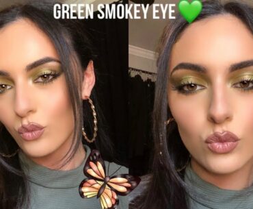 FENTY BEAUTY SOFT MATTE FOUNDATION FIRST IMPRESSION / GRWM / GREEN SMOKEY EYE TUTORIAL