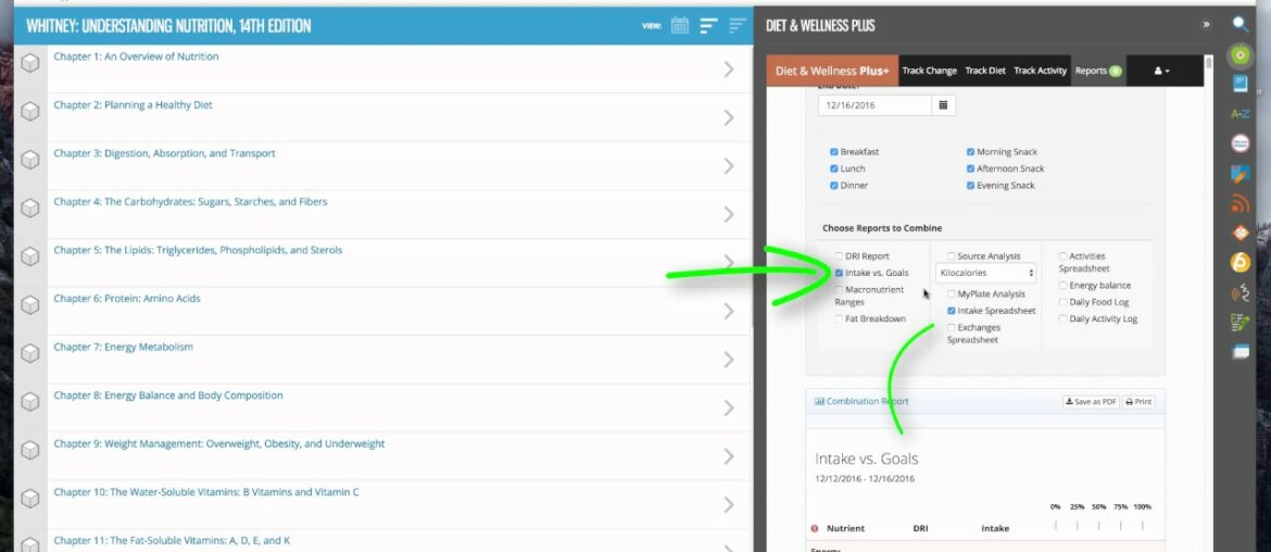 Creating a Combination Report in Diet & Wellness Plus