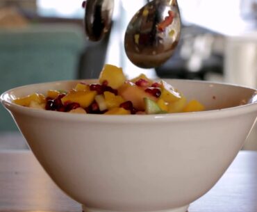 Music and fruits. Healthy eating for gym