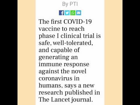 First COVID-19 vaccine human trial finds it is safe, induces immune response  JMR Tv
