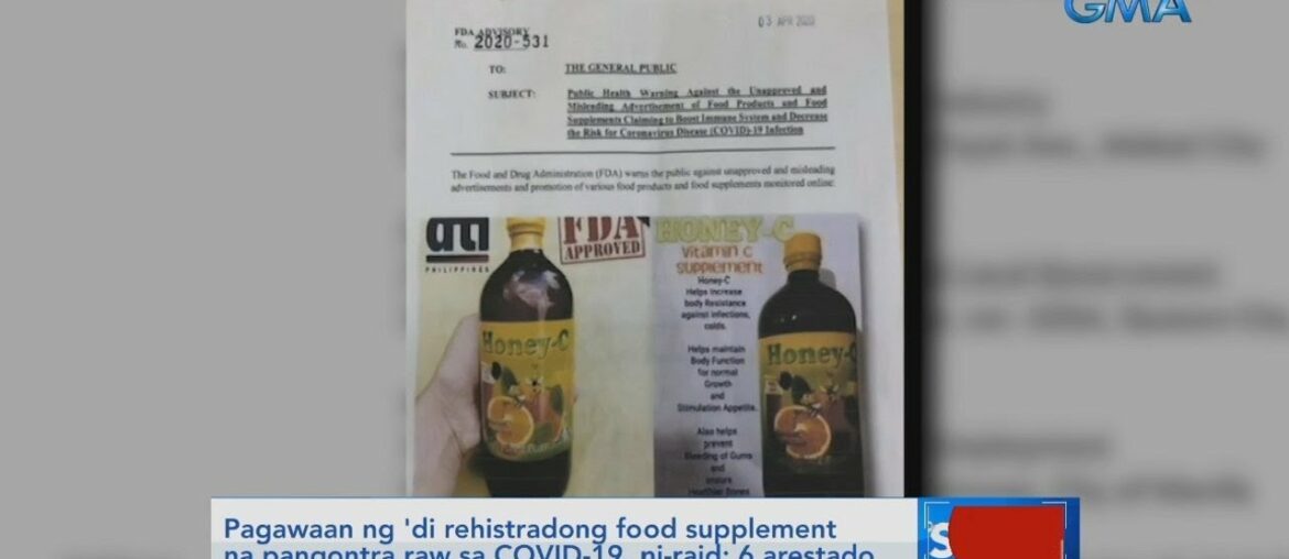 Saksi: Pagawaan ng 'di rehistradong food supplement na pangontra...