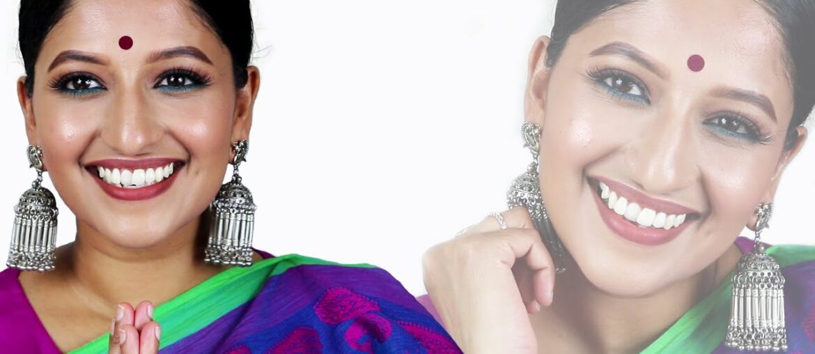 Blue Saree MakeUp Tutorial | Tamil  Get Ready Makeup|Simple Indian Get ready Makeup Tutorial|Tamil