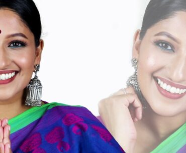 Blue Saree MakeUp Tutorial | Tamil  Get Ready Makeup|Simple Indian Get ready Makeup Tutorial|Tamil