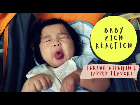 Baby Zion making funny and cute  reaction when taking his ceelin vitamins apple flavor!