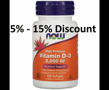 Discount - Now Foods, Vitamin D-3, High Potency, 5,000 IU, 120 Softgels Review
