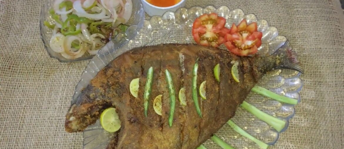 Spicy Black Pomfret Fish-Fried Pomfret whole-Cooking Adventure-Quarantine Recipe - Maria Riaz :)
