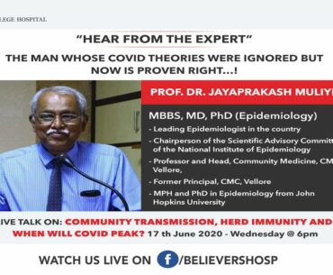 Community Transmission, Herd Immunity and When will COVID Peak - Dr. Jayaprakash Muliyil