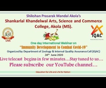 One Day International Webinar on ' Immunity Development to combat Covid-19 on 24th June 2020