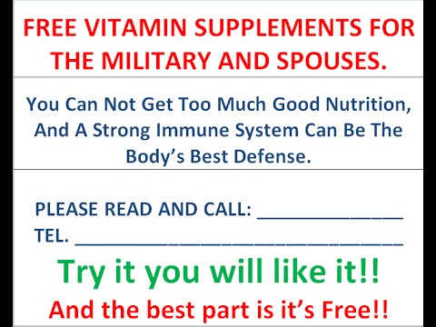 "Free  90 day supply of Vitamin Supplements For The Military & Spouses".---Call us now 832 861 6105