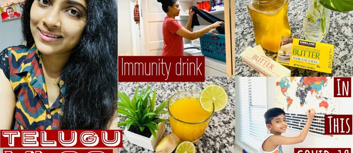 #Immunity boost drink /COVID drink/ Making Ghee at home  / fun with World map / #Teluguvlog / USA .