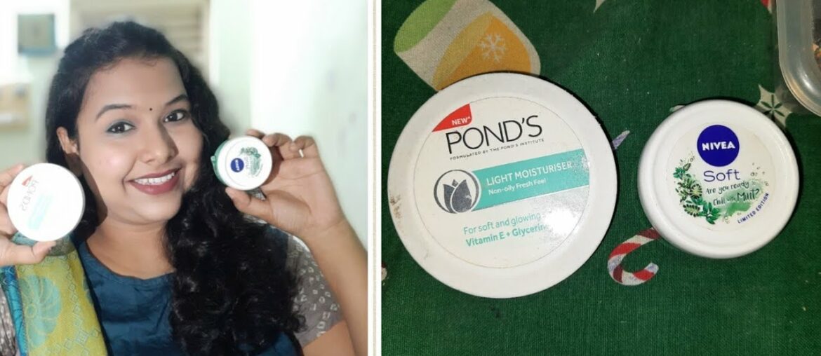 Comparison between pond's light moisturiser and nivea soft cream (mint ) #beauty #makeup