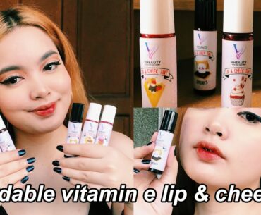 vitamin e lip and cheek tint review (VERY AFFORDABLE) ft. Vheauty Skincare Solutions