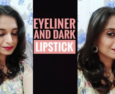 Eyeliner & dark lipstick makeup tutorial in Malayalam. Simple makeup tutorial in Malayalam