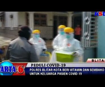 BLITAR - POLRES BLITAR KOTA BERI VITAMIN DAN SEMBAKO UNTUK KELUARGA PASIEN COVID
