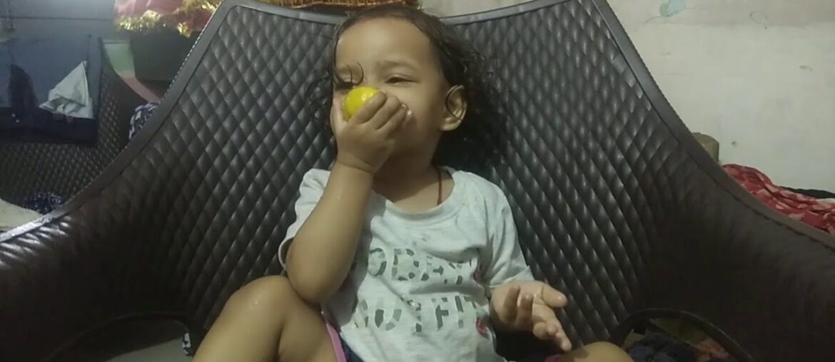 Nutritional fact: Vitamin C is very necessary these days. Shrini is having half sliced Mausami.