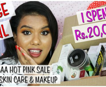 *HUGE* NYKAA HOT PINK SALE HAUL | SKIN CARE | MAKEUP | BACKUP | SOME NEW LAUNCHES | SATHYA KAMALA