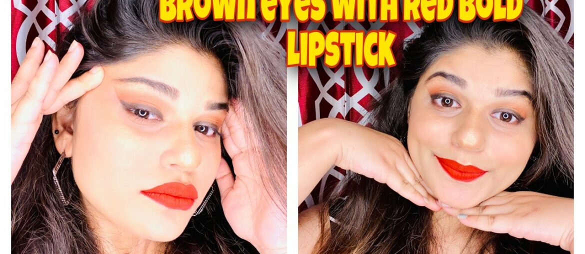 Brown eyes with red bold lipstick || makeup tutorial || makeupvideo