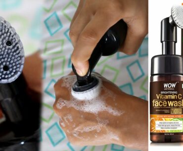 WOW Vitamin C Foaming Facewash With Brush Review and Demo | Skin Brightning Facewash all skin type