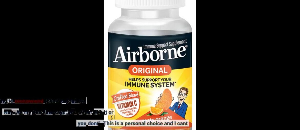 Vitamin C 750mg - Airborne Very Berry Flavored Gummies (42 count in a bottle), Gluten-Free Immu...