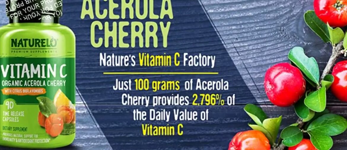NATURELO Vitamin C with Organic Acerola Cherry and Natural Citrus Bioflavonoids - Whole Food Ve...