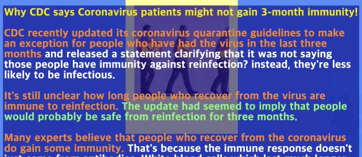 Why CDC says Coronavirus patients might not gain 3-month immunity!