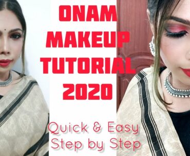 Onam Makeup Look 2020 | Quick & Easy makeup tutorial | Onam makeup | Wedding Makeup look kannada