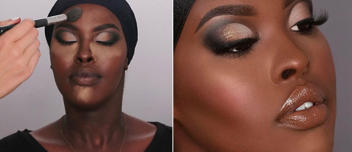 GLAM MAKEUP TRANSFORMATION ON DARK SKIN | An Knook