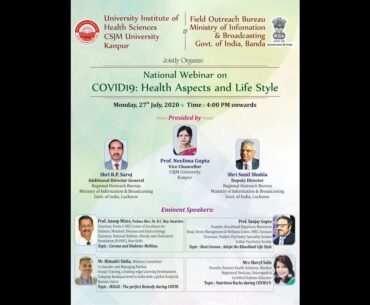National Webinar on COVID19  Health Aspects & Life Style, 27 July 2020