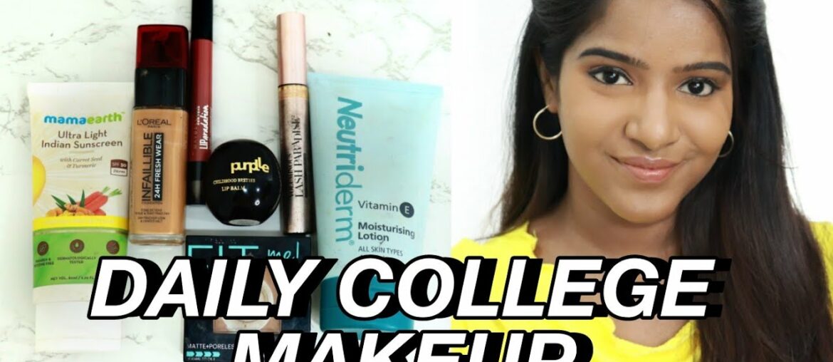 Simple Daily Makeup For College / Office for Dusky Skin!