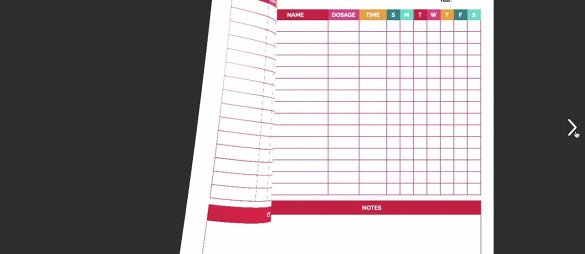 Medicine, Supplement and Vitamin Tracker Printable Planner Insert
